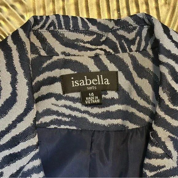 Isabella Navy and Gray Zebra Print Blazer - Picture 6 of 10
